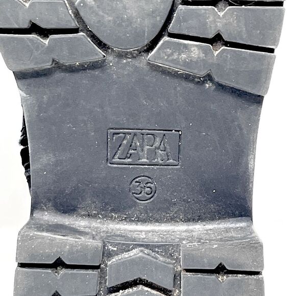 Zara Chelsea Black Leather Inside Zip Platform Lug Sole Ankle Boots EU 36 (US 6) - Picture 8 of 10